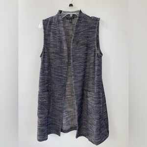 Eileen Fisher Organic Cotton Sleeveless Cardigan Tweed Vest Petite Small